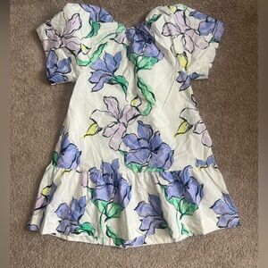 Womens Dress with Purple and Green Floral Design